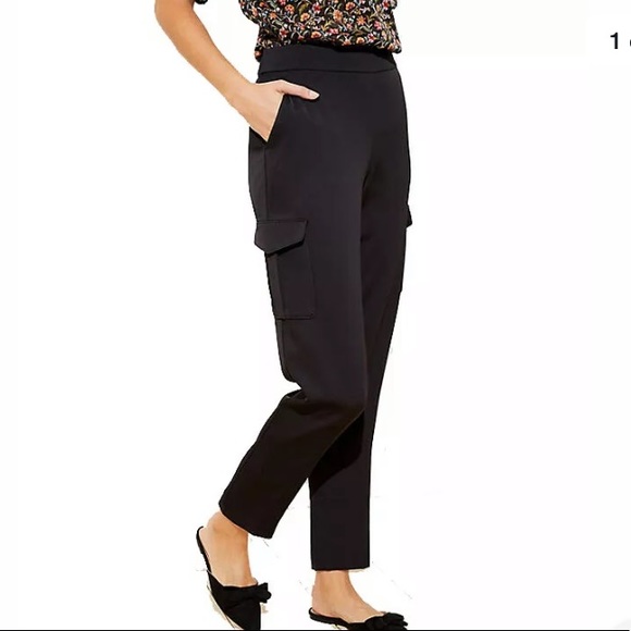 Loft Shimmer Satin Shimmer Cargo Pull On Pants New - Picture 3 of 8